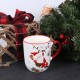 Taza de porcelana festiva blanca, Papá Noel con regalos 420ml