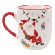 Taza de porcelana festiva blanca, Papá Noel con regalos 420ml