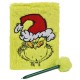 Grinch Set de regalo: Cuaderno A5 de felpa + bolígrafo